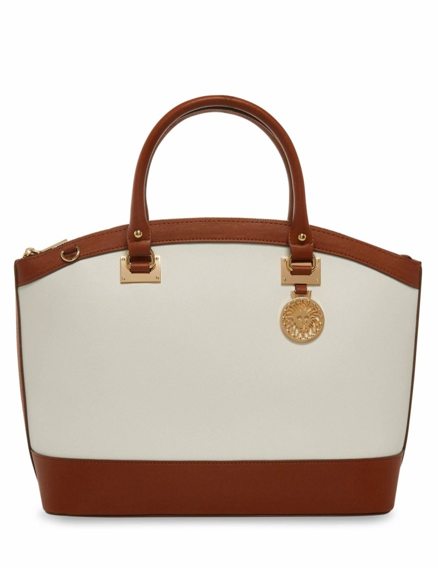 Handbags * | Madden Handbags New Recruits Dome Satchel Anne White/ Saddle