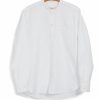 Tops * | Hansen Garments Ante | Collarless Shirt With Chest Pocket | White