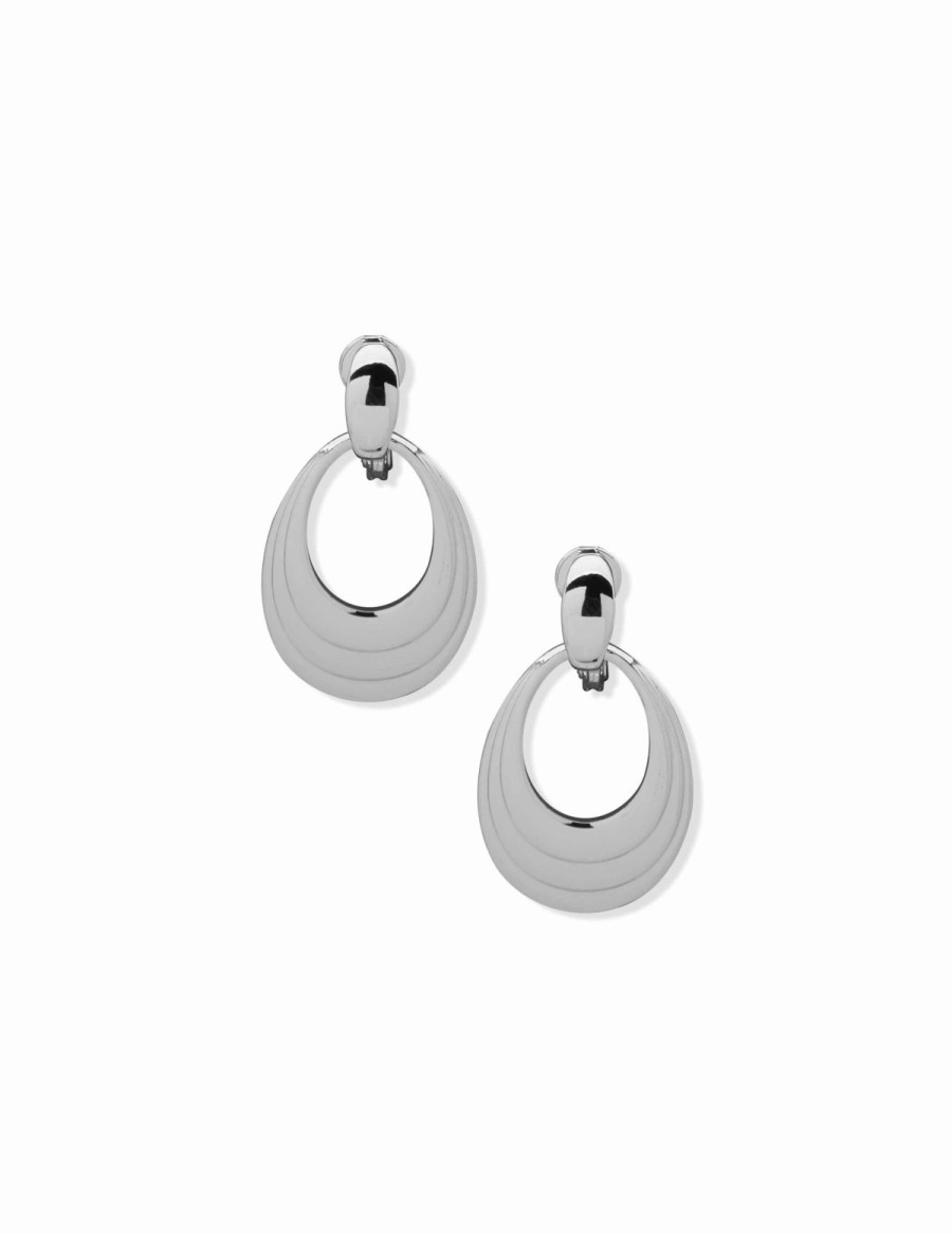 Watches & Jewelry * | The Jewelry Group Tiered Doorknocker Clip Earrings Silver-Tone